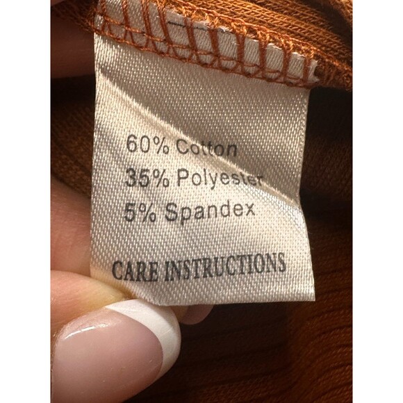 Grace & Emma Lace Sleeve Top L Rust Brown Knit Blouse Fall Casual Romantic NWT - Picture 3 of 9